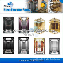 630kg ~ 1600kg Ascensores personalizados Componentes Cabinas de ascensor para ascensores sin cuarto de máquinas